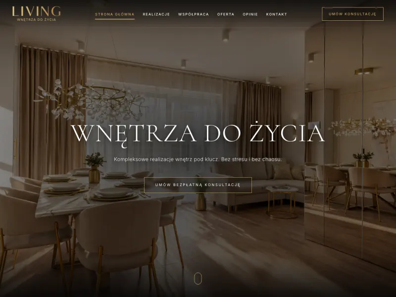 Strona LIVING prezentująca wykończenia wnętrz pod klucz